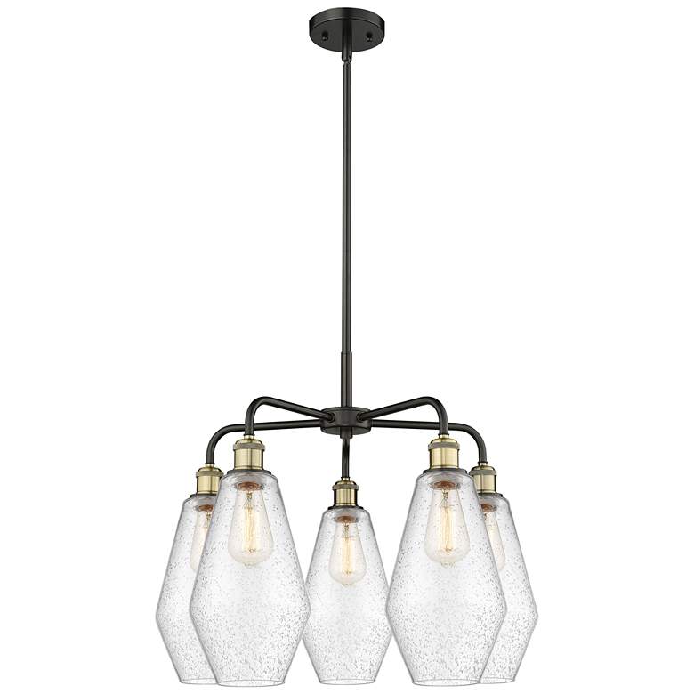 Image 1 Cindyrella 25"W 5 Light Black Brass Stem Hung Chandelier With Seedy Sh