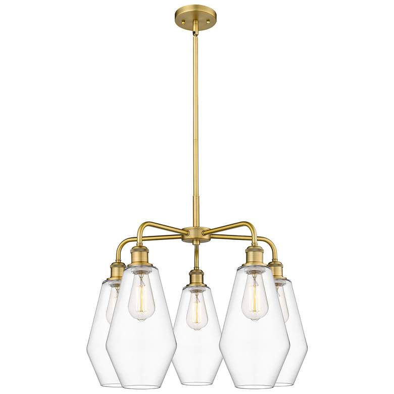 Image 1 Cindyrella 25"W 5 Light Brushed Brass Stem Hung Chandelier With Clear