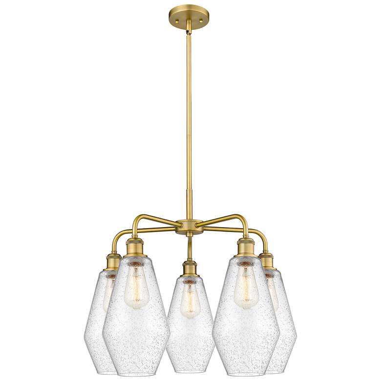 Image 1 Cindyrella 25"W 5 Light Brushed Brass Stem Hung Chandelier With Seedy