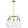 Cindyrella 25"W 5 Light Brushed Brass Stem Hung Chandelier With Seedy