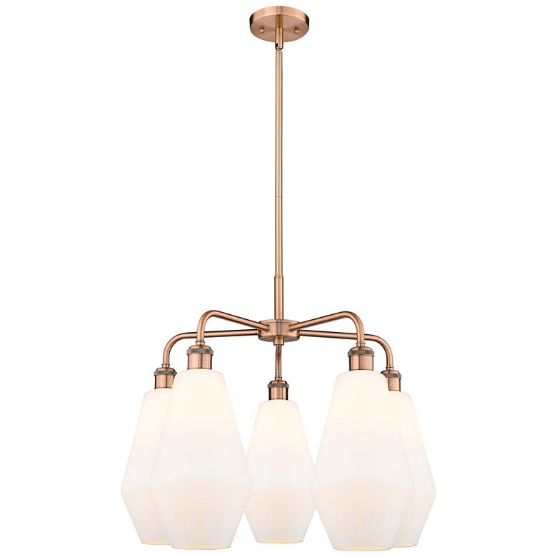 Image 1 Cindyrella 25"W 5 Light Copper Stem Hung Chandelier With Cased White S