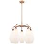 Cindyrella 25"W 5 Light Copper Stem Hung Chandelier With Cased White S