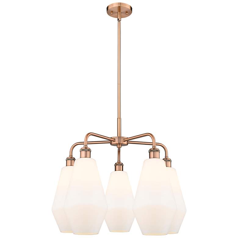 Image 1 Cindyrella 25"W 5 Light Copper Stem Hung Chandelier With Cased White S
