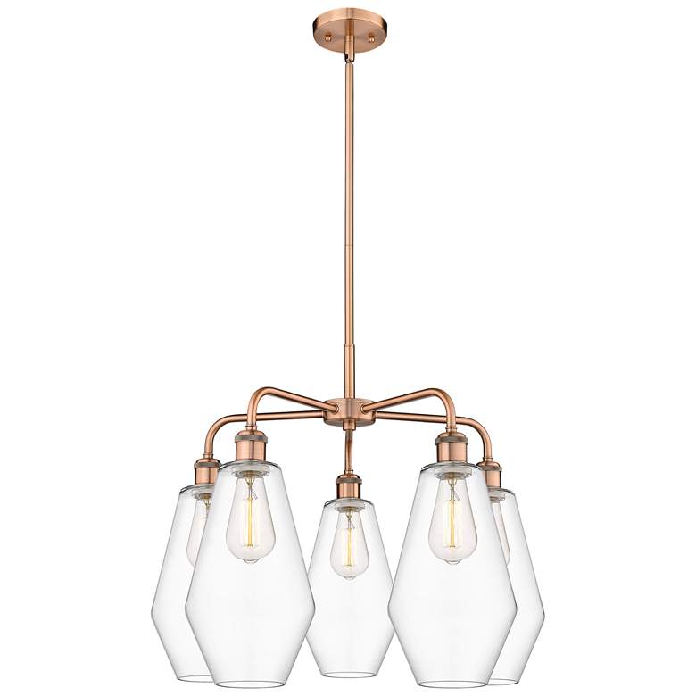 Image 1 Cindyrella 25 inchW 5 Light Copper Stem Hung Chandelier With Clear Shade