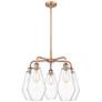 Cindyrella 25"W 5 Light Copper Stem Hung Chandelier With Clear Shade
