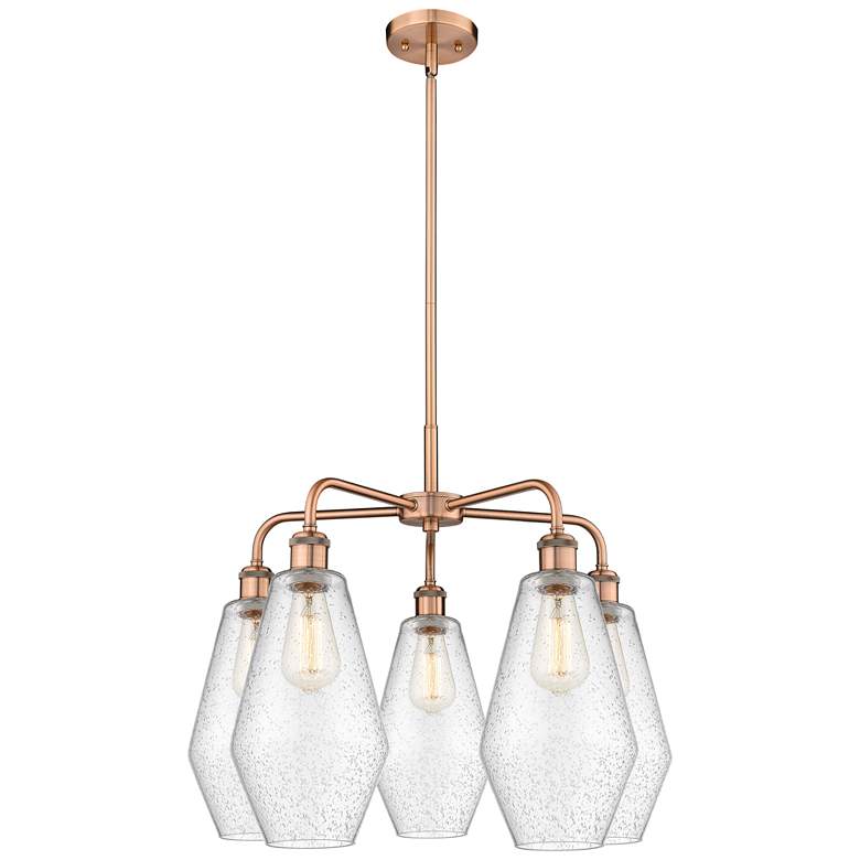 Image 1 Cindyrella 25"W 5 Light Copper Stem Hung Chandelier With Seedy Shade