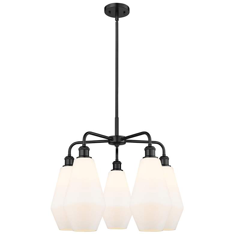 Image 1 Cindyrella 25"W 5 Light Matte Black Stem Chandelier w/ Cased White Sha
