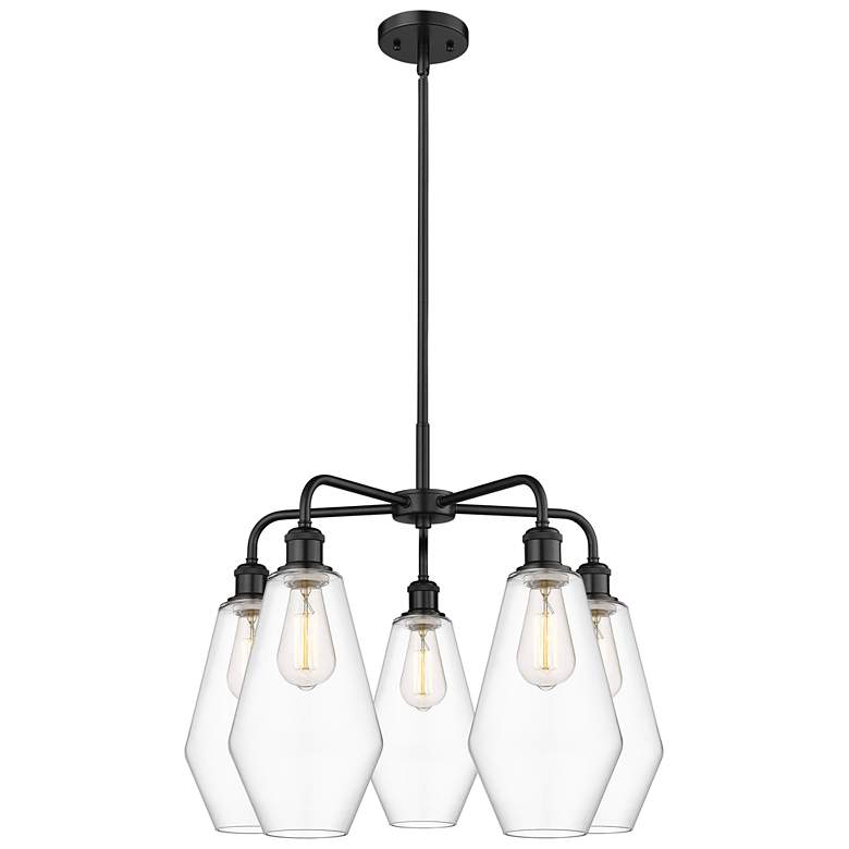 Image 1 Cindyrella 25"W 5 Light Matte Black Stem Hung Chandelier With Clear Sh