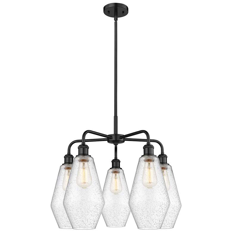 Image 1 Cindyrella 25"W 5 Light Matte Black Stem Hung Chandelier With Seedy Sh