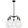 Cindyrella 25"W 5 Light Matte Black Stem Hung Chandelier With Seedy Sh