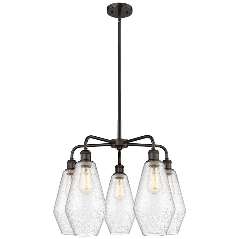Image 1 Cindyrella 25"W 5 Light Oil Rubbed Bronze Stem Chandelier w/ Seedy Sha