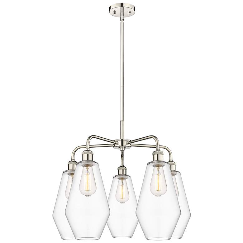 Image 1 Cindyrella 25"W 5 Light Polished Nickel Stem Hung Chandelier w/ Clear