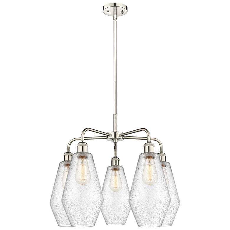 Image 1 Cindyrella 25"W 5 Light Polished Nickel Stem Hung Chandelier w/ Seedy