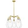 Cindyrella 25"W 5 Light Satin Gold Stem Hung Chandelier With Clear Sha