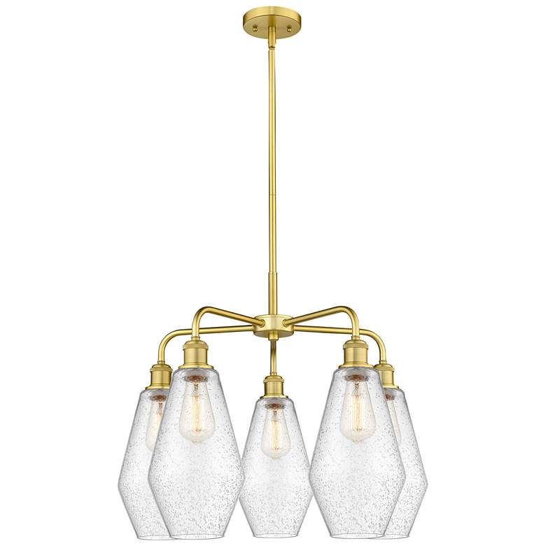Image 1 Cindyrella 25"W 5 Light Satin Gold Stem Hung Chandelier With Seedy Sha
