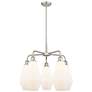 Cindyrella 25"W 5 Light Satin Nickel Stem Chandelier w/ Cased White Sh