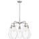 Cindyrella 25"W 5 Light Satin Nickel Stem Hung Chandelier With Clear S