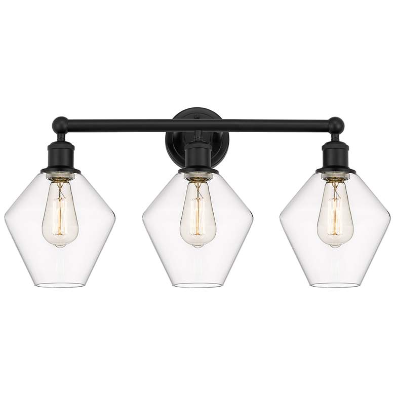 Image 1 Cindyrella 26" Wide 3 Light Matte Black Bath Vanity Light With Clear S