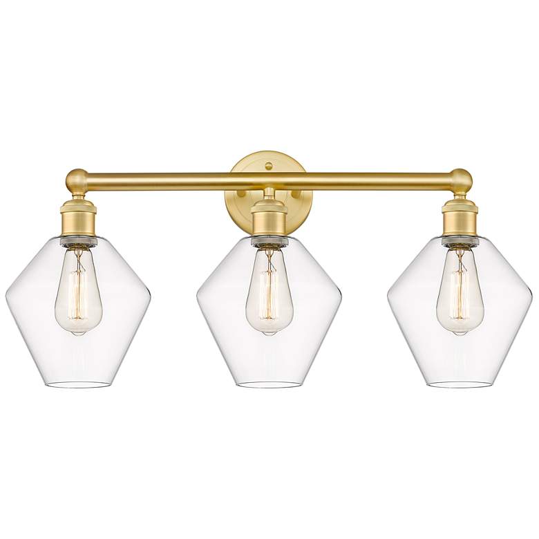 Image 1 Cindyrella 26" Wide 3 Light Satin Gold Bath Vanity Light With Clear Sh