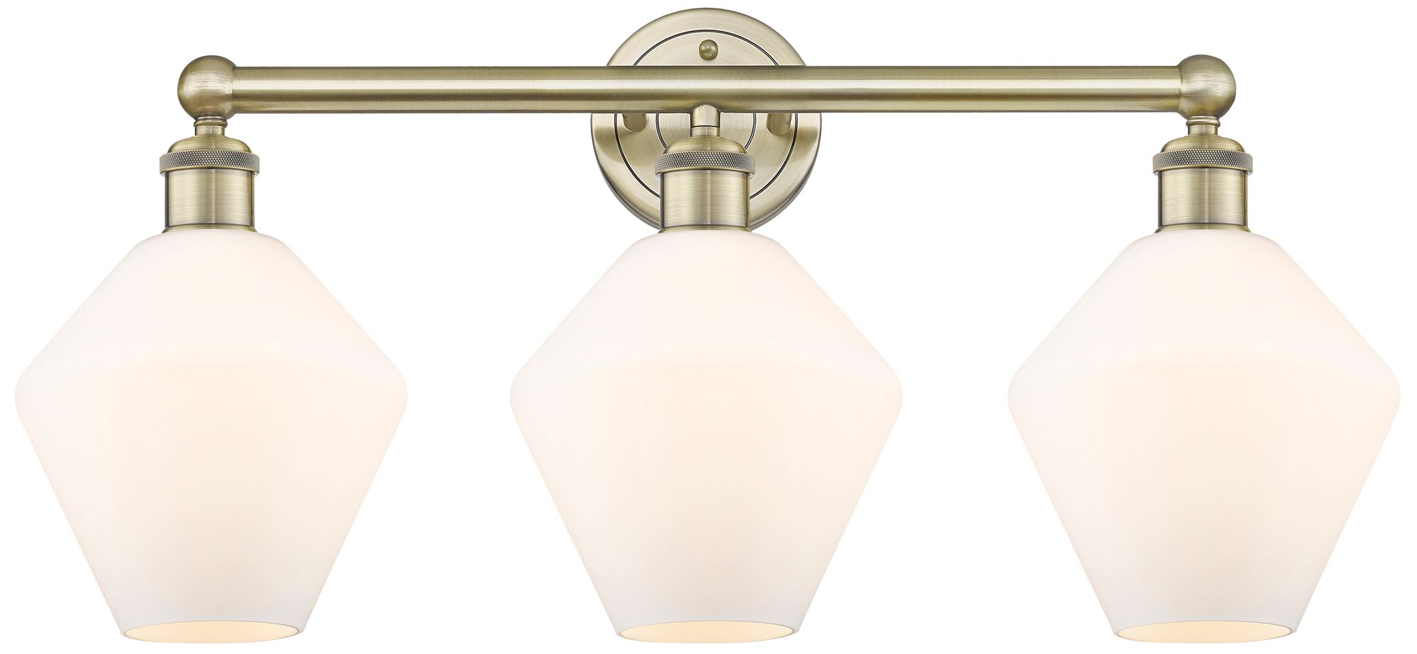 Cindyrella 26"W 3 Light Antique Brass Bath Light With Cased White Shad