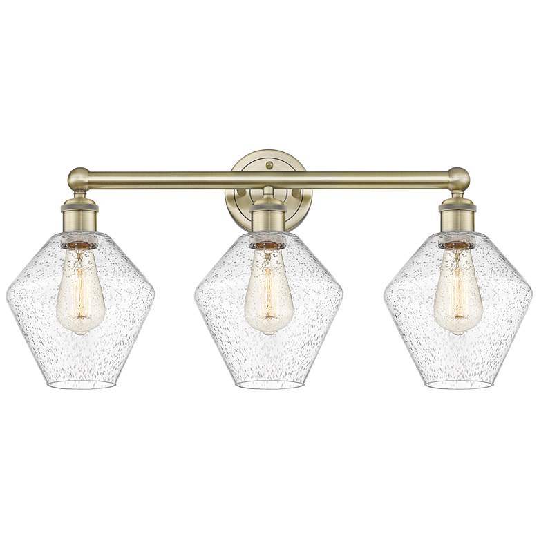 Image 1 Cindyrella 26"W 3 Light Antique Brass Bath Vanity Light With Seedy Sha