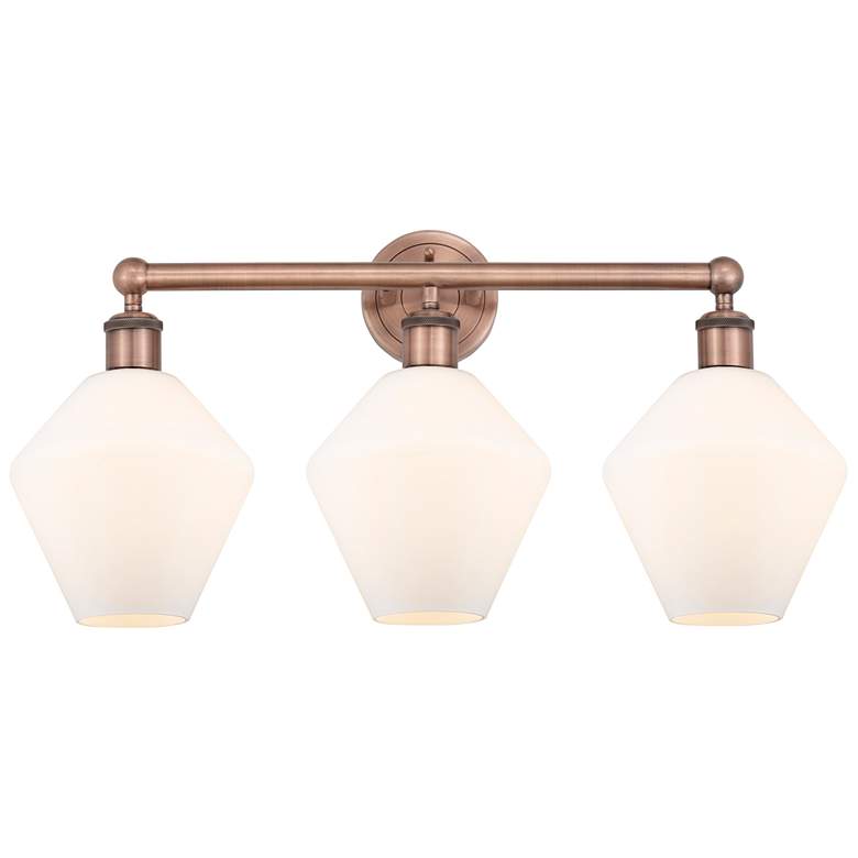 Image 1 Cindyrella 26"W 3 Light Antique Copper Bath Light With Cased White Sha