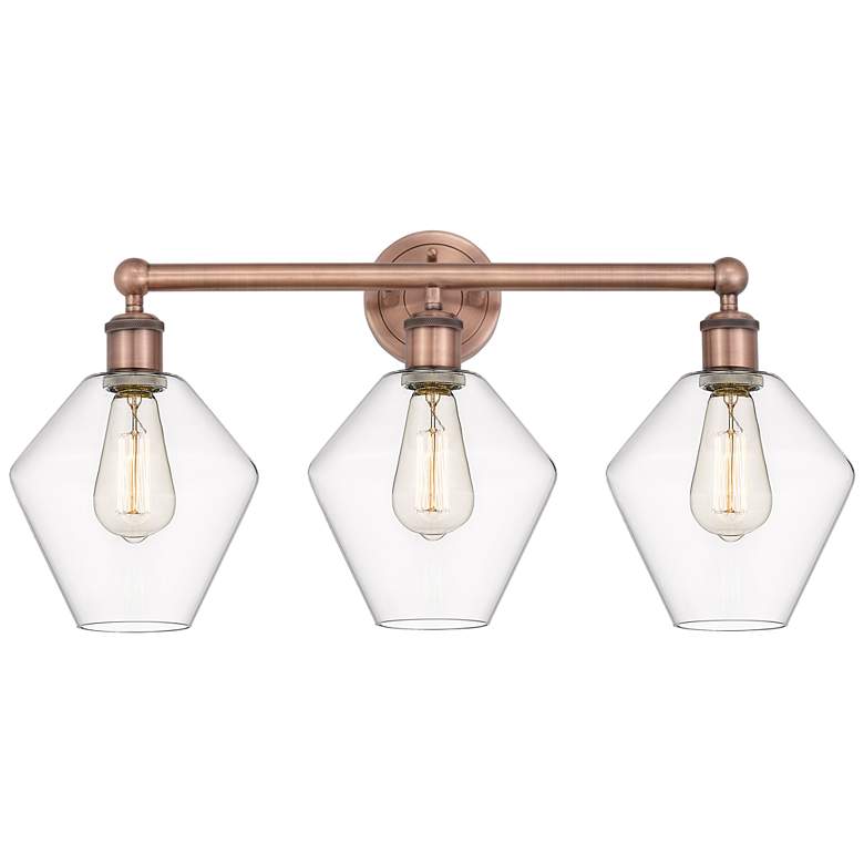 Image 1 Cindyrella 26"W 3 Light Antique Copper Bath Vanity Light With Clear Sh