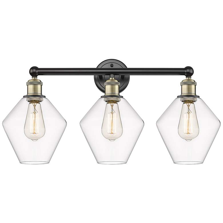 Image 1 Cindyrella 26"W 3 Light Black Antique Brass Bath Light With Clear Shad
