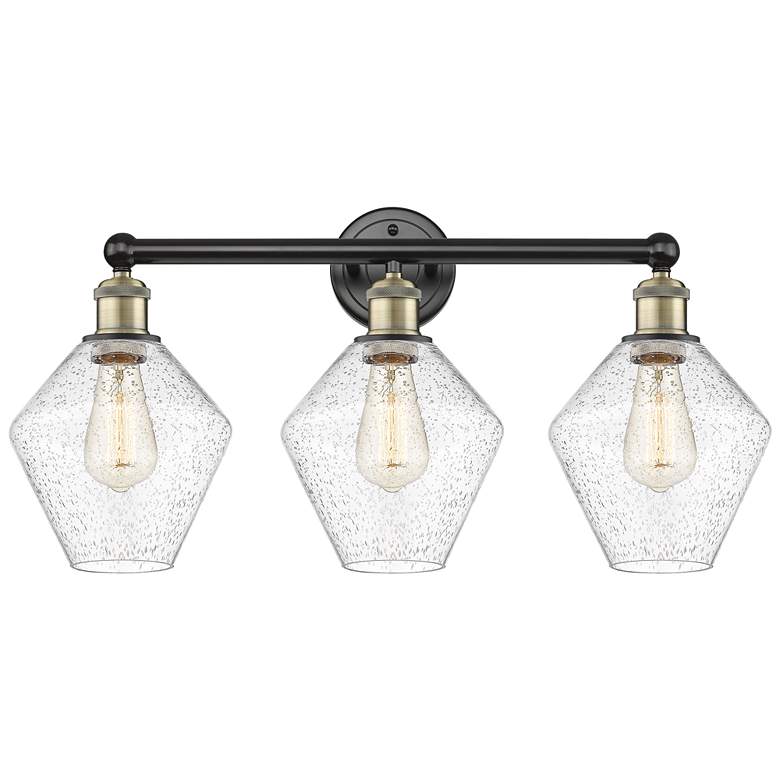Image 1 Cindyrella 26"W 3 Light Black Antique Brass Bath Light With Seedy Shad