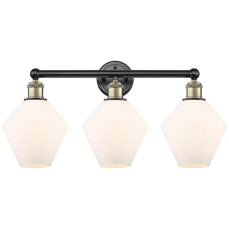 Image 1 Cindyrella 26"W 3 Light Black Brass Bath Light With Cased White Shade