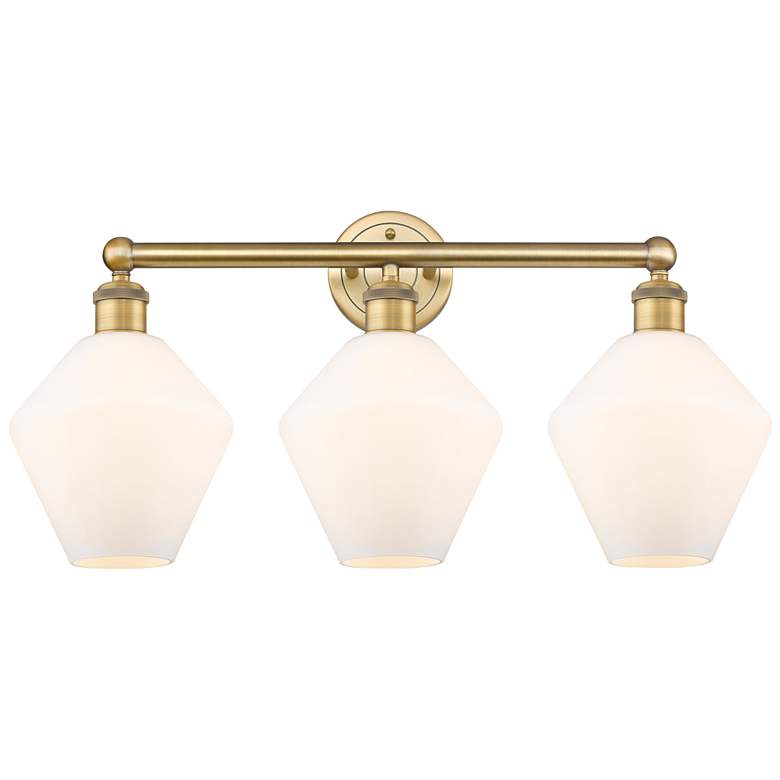 Image 1 Cindyrella 26"W 3 Light Brushed Brass Bath Light With Cased White Shad