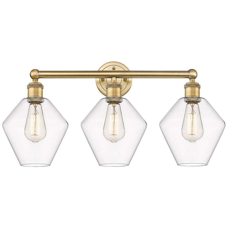 Image 1 Cindyrella 26"W 3 Light Brushed Brass Bath Vanity Light With Clear Sha