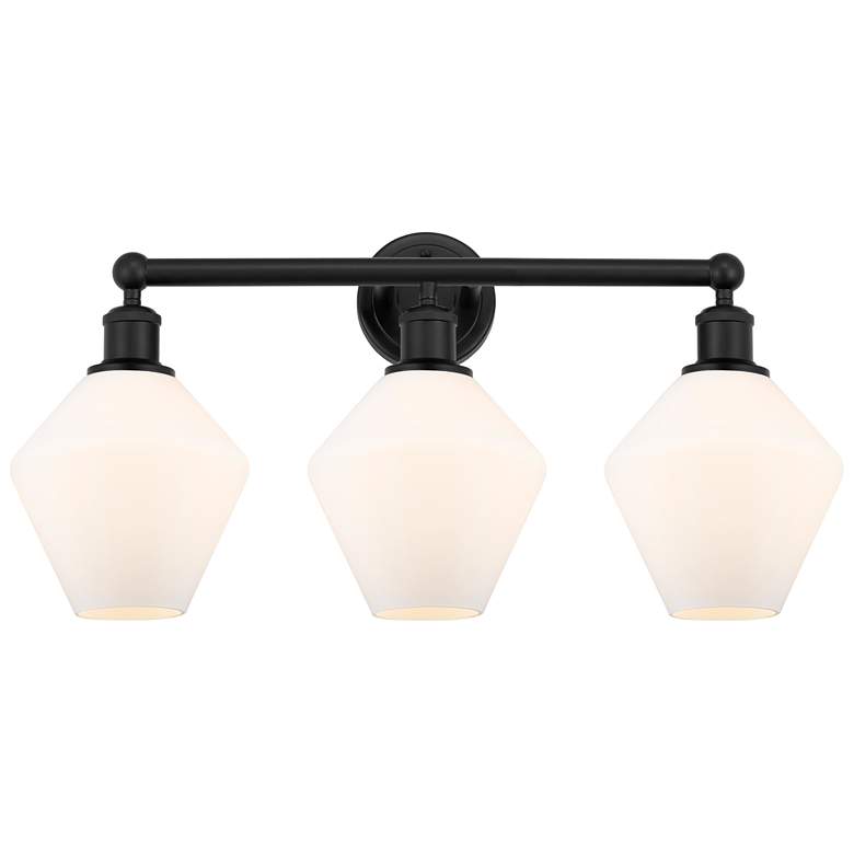 Image 1 Cindyrella 26"W 3 Light Matte Black Bath Light With Cased White Shade