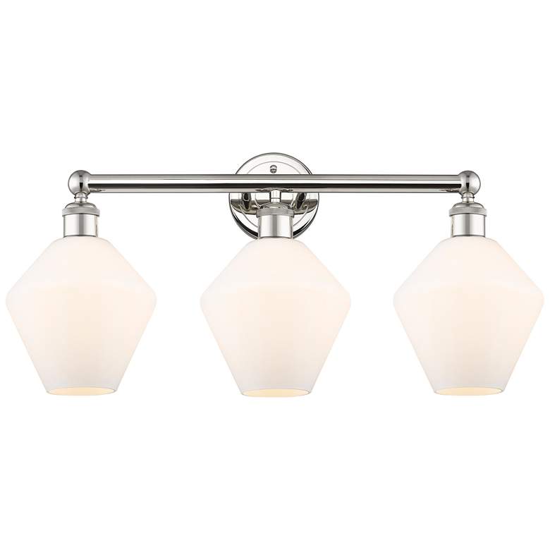 Image 1 Cindyrella 26"W 3 Light Polished Nickel Bath Light With Cased White Sh