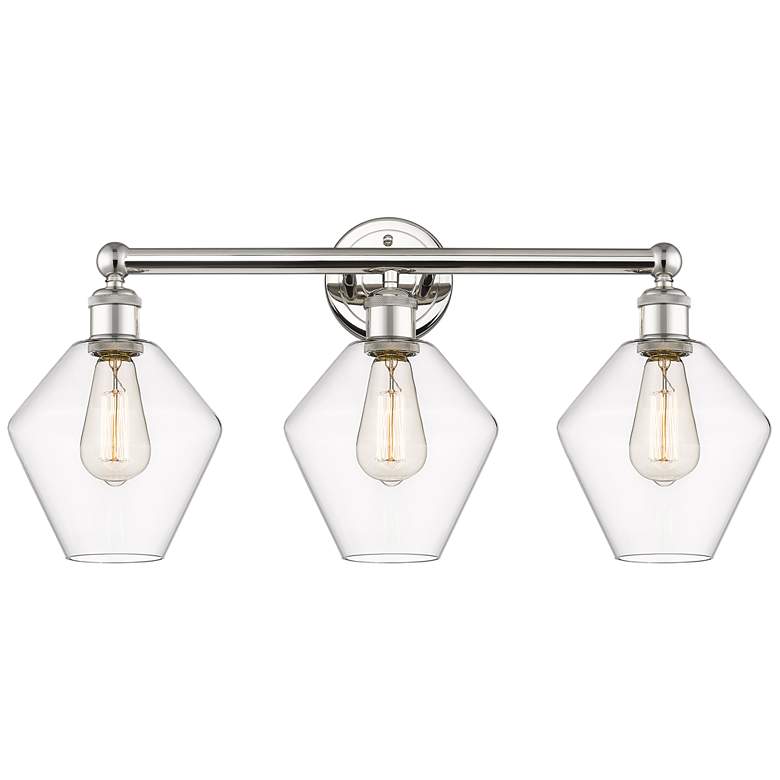 Image 1 Cindyrella 26"W 3 Light Polished Nickel Bath Vanity Light With Clear S