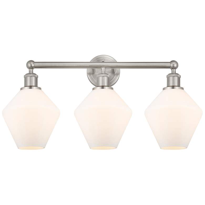 Image 1 Cindyrella 26"W 3 Light Satin Nickel Bath Light With Cased White Shade