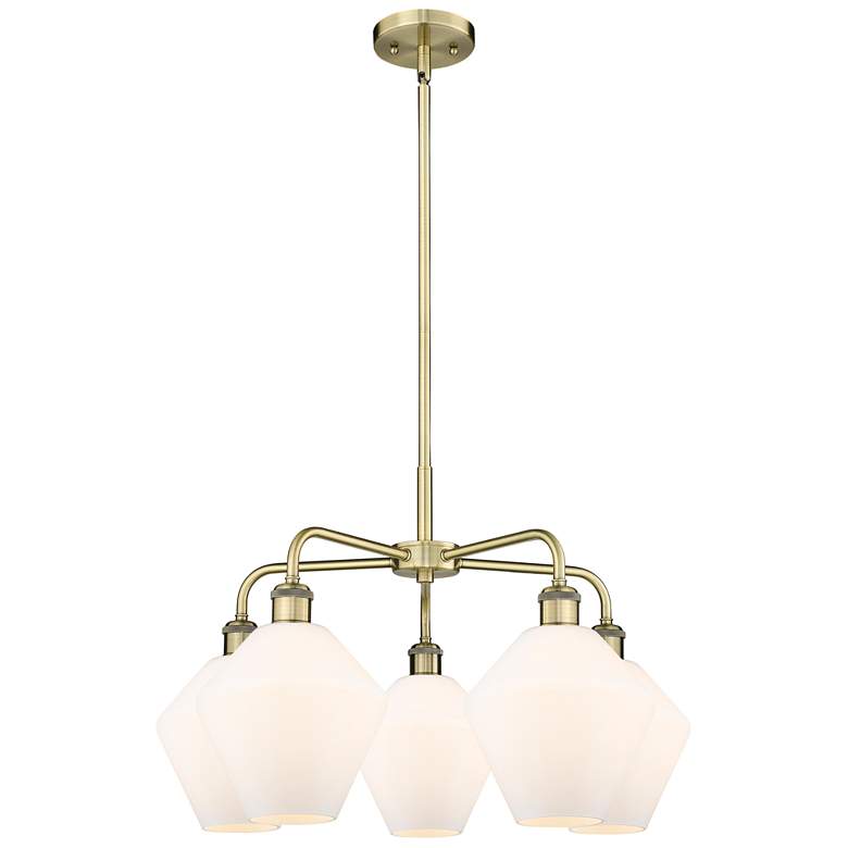 Image 1 Cindyrella 26"W 5 Light Antique Brass Stem Chandelier w/ Cased White S