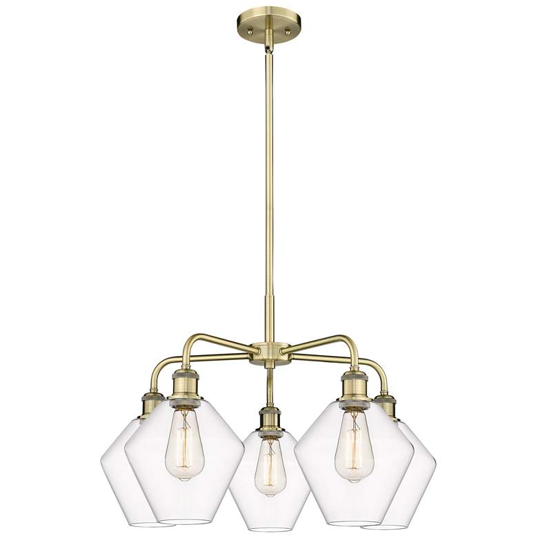 Image 1 Cindyrella 26"W 5 Light Antique Brass Stem Hung Chandelier With Clear