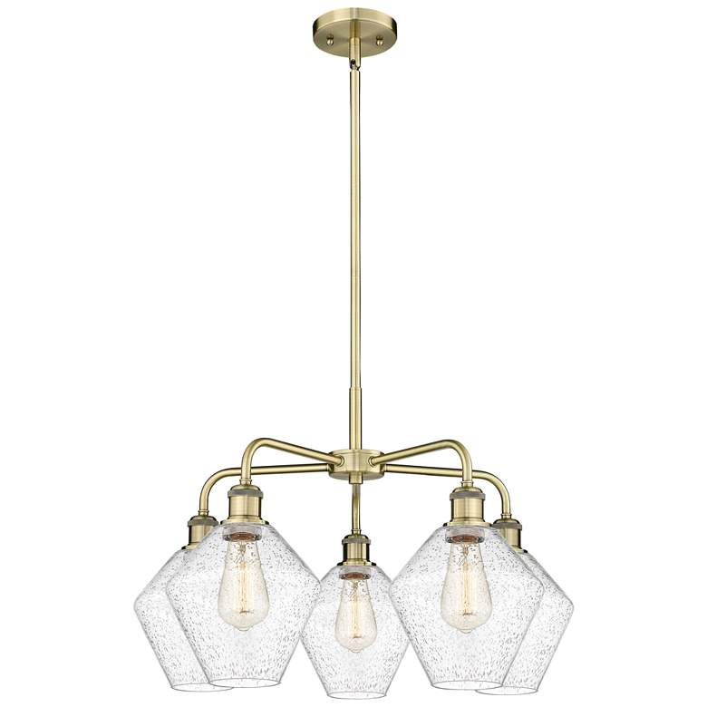 Image 1 Cindyrella 26"W 5 Light Antique Brass Stem Hung Chandelier With Seedy