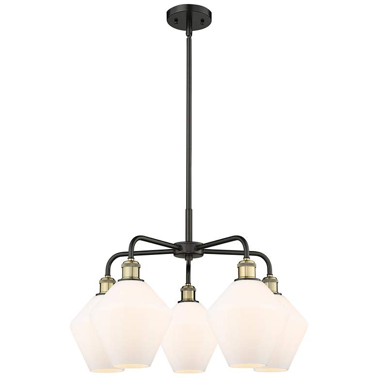 Image 1 Cindyrella 26"W 5 Light Black Brass Stem Chandelier w/ Cased White Sha