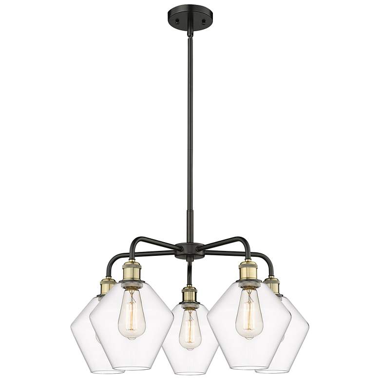 Image 1 Cindyrella 26"W 5 Light Black Brass Stem Hung Chandelier With Clear Sh