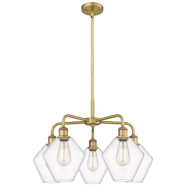 Image 1 Cindyrella 26"W 5 Light Brushed Brass Stem Hung Chandelier With Clear