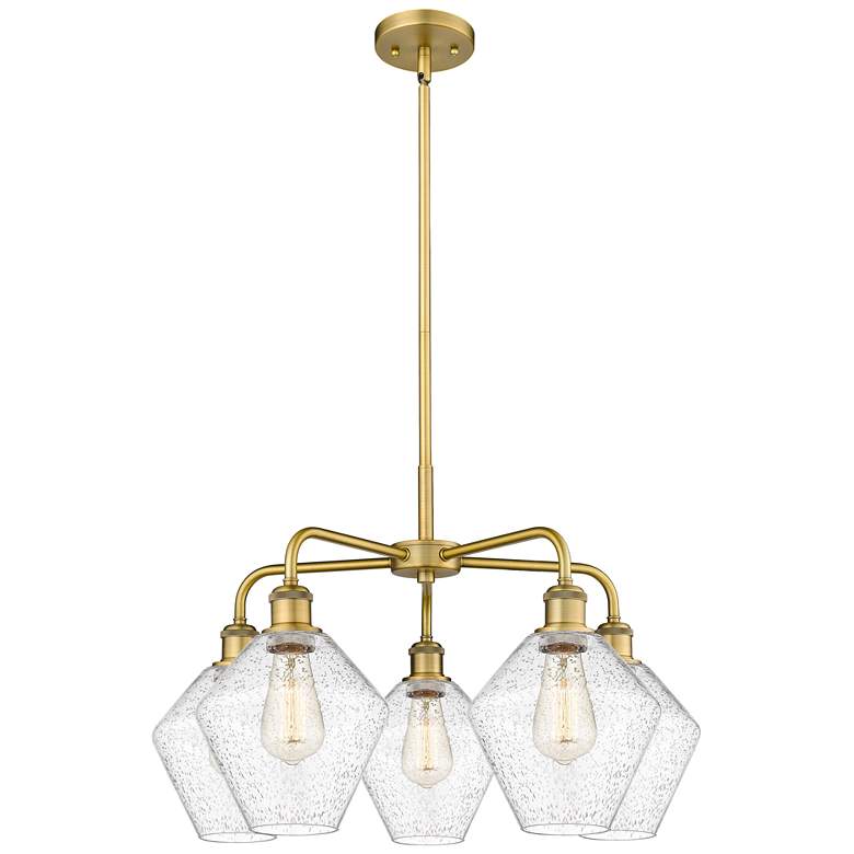 Image 1 Cindyrella 26"W 5 Light Brushed Brass Stem Hung Chandelier With Seedy