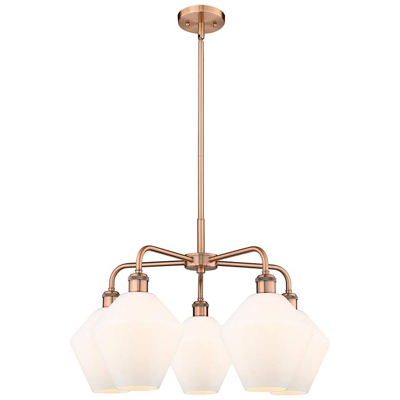 Image 1 Cindyrella 26"W 5 Light Copper Stem Hung Chandelier With Cased White S