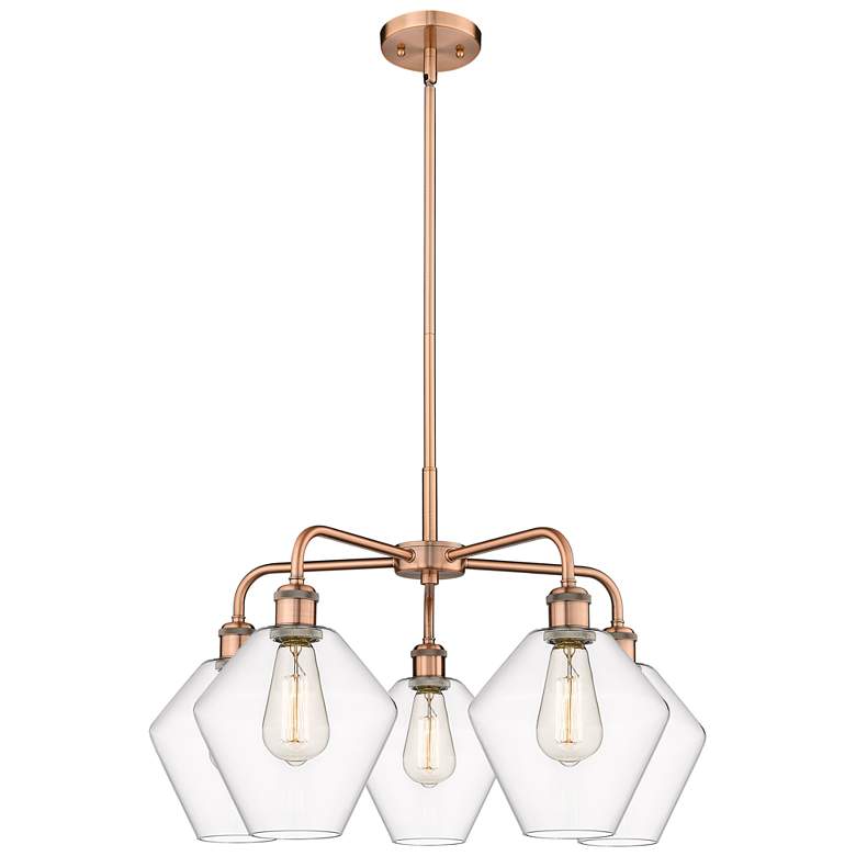 Image 1 Cindyrella 26 inchW 5 Light Copper Stem Hung Chandelier With Clear Shade