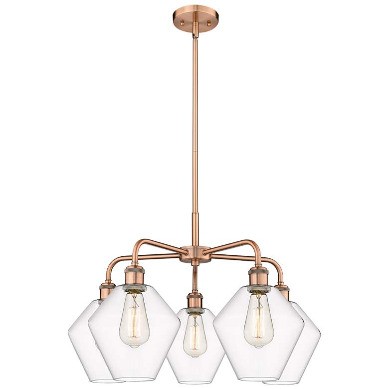 Image 1 Cindyrella 26"W 5 Light Copper Stem Hung Chandelier With Clear Shade