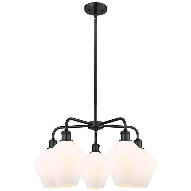 Image 1 Cindyrella 26"W 5 Light Matte Black Stem Chandelier w/ Cased White Sha