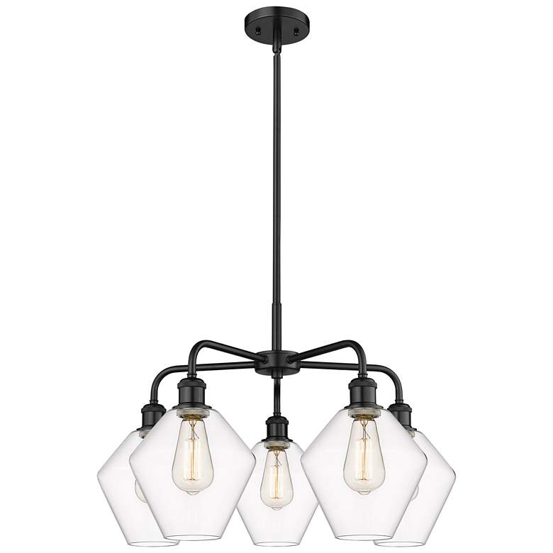 Image 1 Cindyrella 26"W 5 Light Matte Black Stem Hung Chandelier With Clear Sh