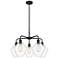 Cindyrella 26"W 5 Light Matte Black Stem Hung Chandelier With Clear Sh