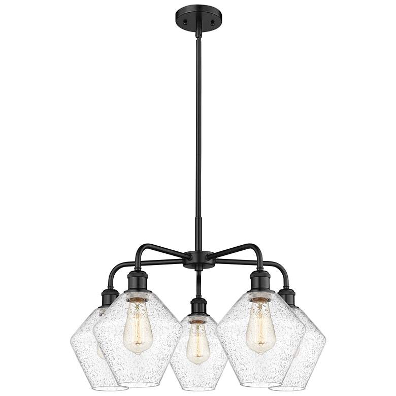 Image 1 Cindyrella 26"W 5 Light Matte Black Stem Hung Chandelier With Seedy Sh